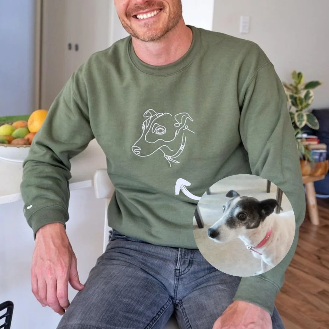 Pet-Inspired Embroidered Dog Design Crewneck Sweatshirt