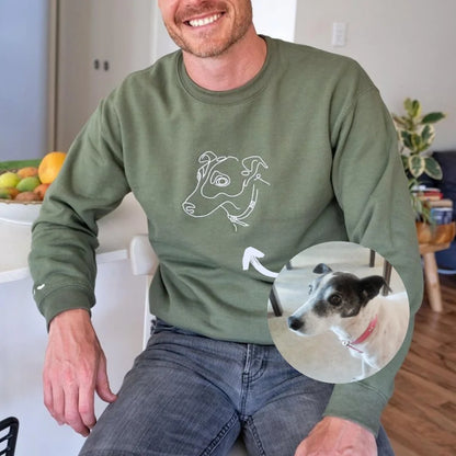 Pet-Inspired Embroidered Dog Design Crewneck Sweatshirt