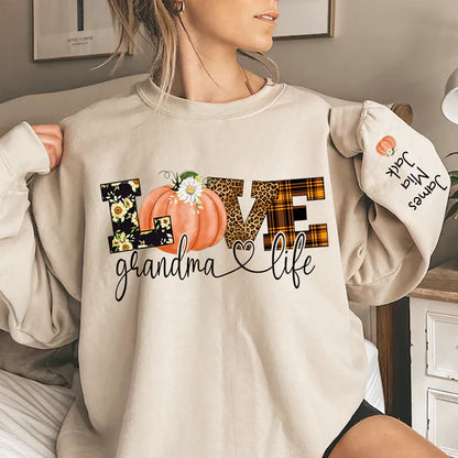 Personalized Love Grandma Life Fall Season Pumpkin Sweatshirt