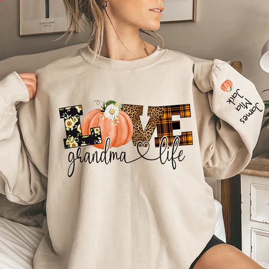 Personalized Love Grandma Life Fall Season Pumpkin Sweatshirt