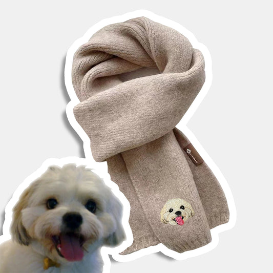Customized Pet Embroidery Pattern Winter Scarf