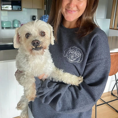 Pet-Inspired Embroidered Dog Design Crewneck Sweatshirt