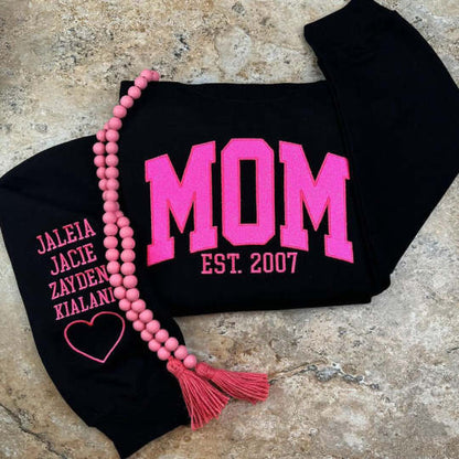 Custom Embroidered Glitter Vinyl MAMA Sweatshirt/T-shirt/Hoodie -Gift For Mom & Grandma