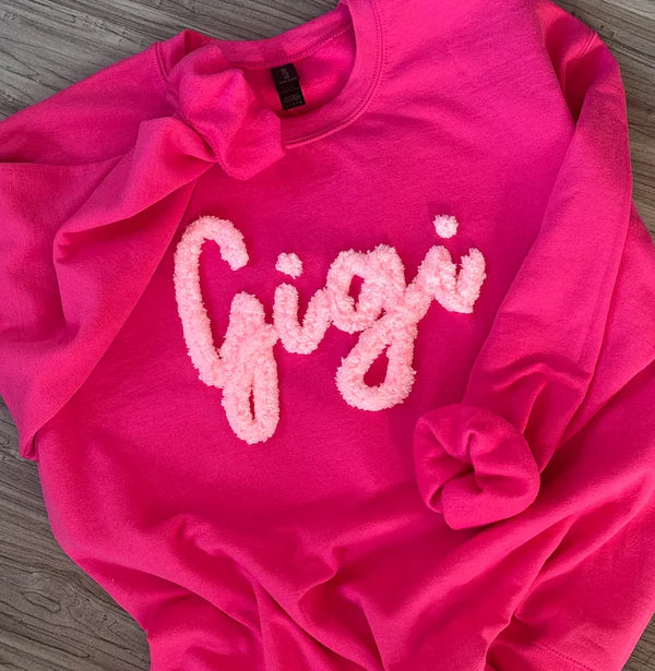 Custom Chenille Embroidered Sweatshirt With Option To Add Name On Sleeves