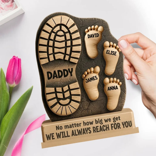 Father's Child Footprint Theme Custom Ornament Big Foot Little Foot Name Customization