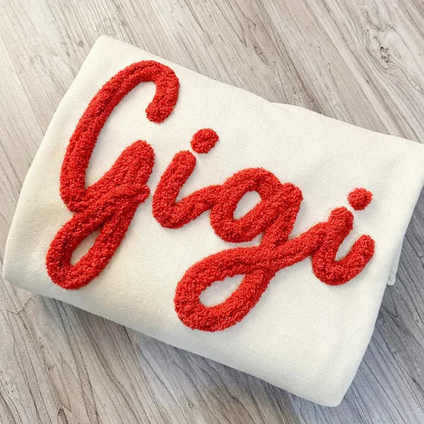 Custom Chenille Embroidered Sweatshirt With Option To Add Name On Sleeves