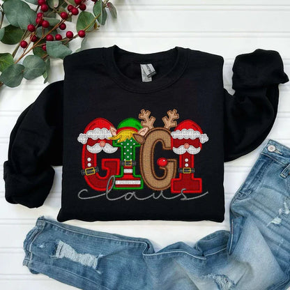 Personalized Embroidery Christmas Style MAMA Claus Sweatshirt
