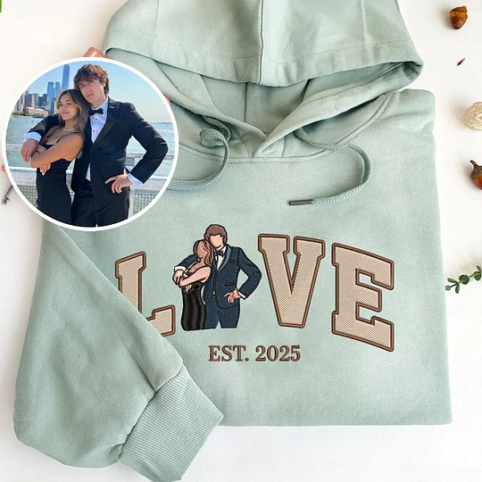 Custom Embroidered Couple Love Moments Crewneck/Hoodie