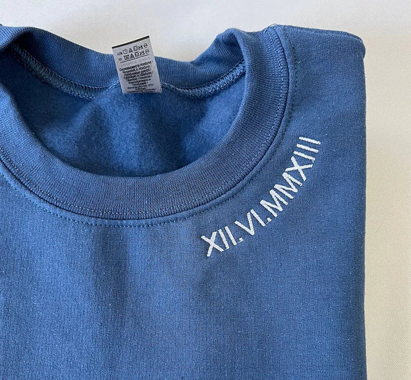 Custom Roman Numeral Embroidered Matching Sweatshirt, Personalized Couples Gifts