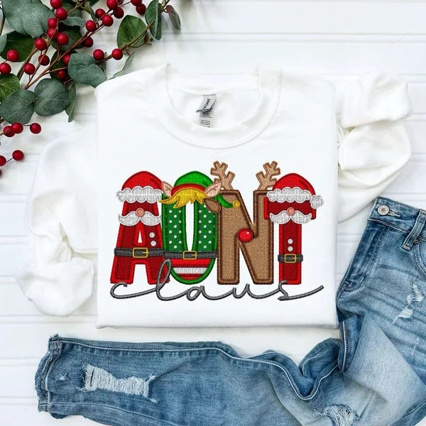 Personalized Embroidery Christmas Style MAMA Claus Sweatshirt