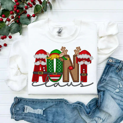 Personalized Embroidery Christmas Style MAMA Claus Sweatshirt