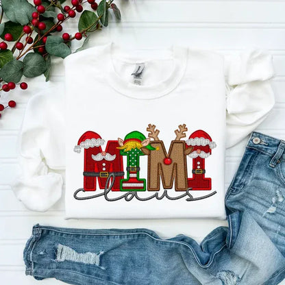 Christmas MAMA/DAD/NANA Claus Print Sweatshirt