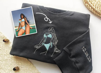 Custom Embroidered Sweatshirt – Personalized Sexy Portrait Gift for Him 💕🔥