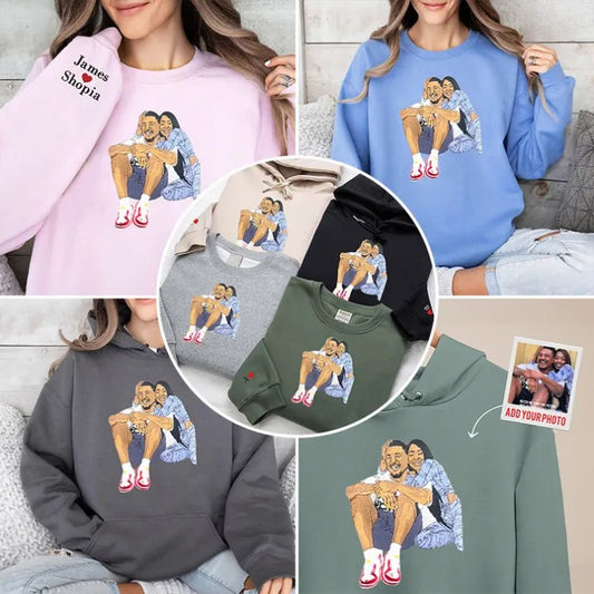Custom Couple's Colorful Embroidered Hoodies - Valentine's Day Gift