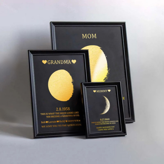 Custom Moon Phase Frame With Text & Date- Commemorative Gift Enter the date and we'll find out for you what it's like to live on the moon.