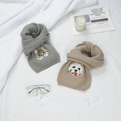 Customized Pet Embroidery Pattern Winter Scarf