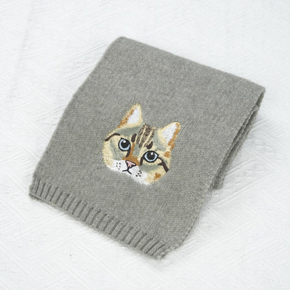 Customized Pet Embroidery Pattern Winter Scarf