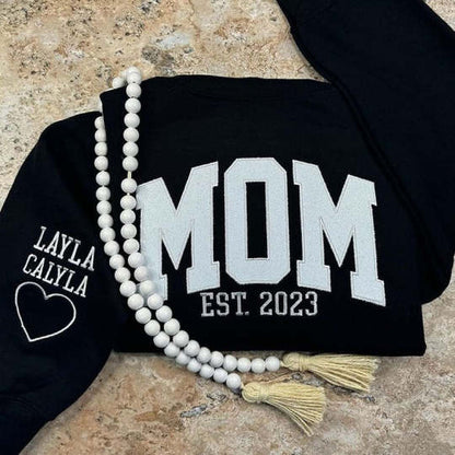 Custom Embroidered Glitter Vinyl MAMA Sweatshirt/T-shirt/Hoodie -Gift For Mom & Grandma