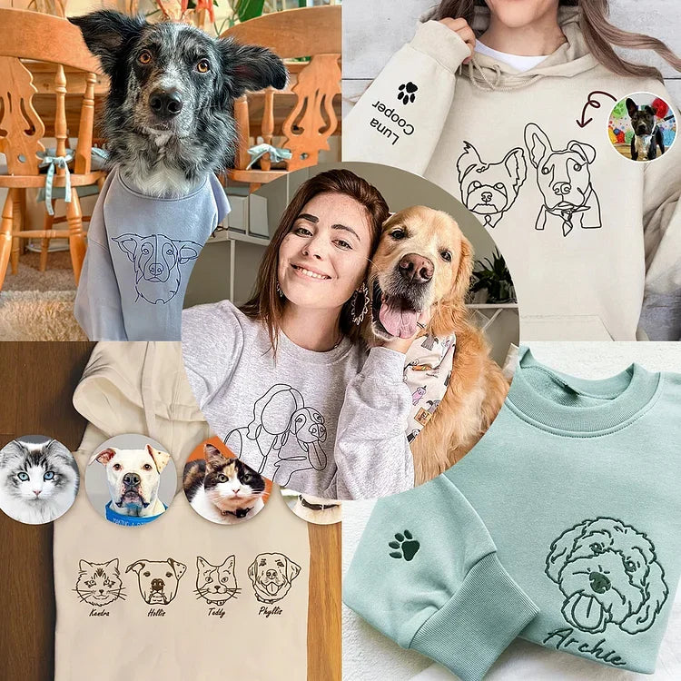Pet-Inspired Embroidered Dog Design Crewneck Sweatshirt