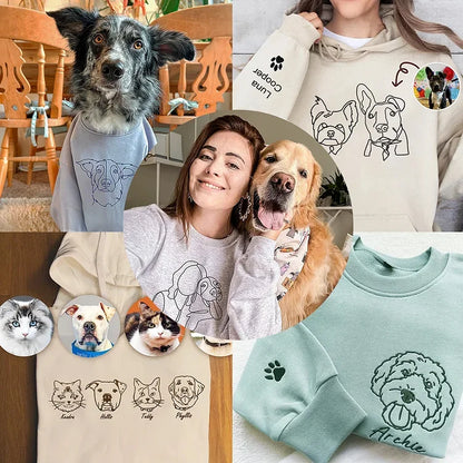 Pet-Inspired Embroidered Dog Design Crewneck Sweatshirt