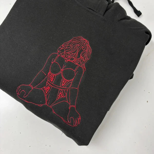 Custom Embroidered Sweatshirt – Personalized Sexy Portrait Gift for Him 💕🔥