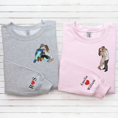 Couple Gifts Embroidery Sweatshirt, Valentine gifts, Custom photo Embroidery Sweatshirt, Personalized, Love you so much