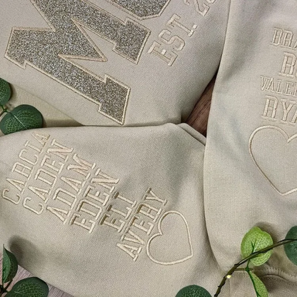 Custom Embroidered Glitter Vinyl MAMA Sweatshirt/T-shirt/Hoodie -Gift For Mom & Grandma