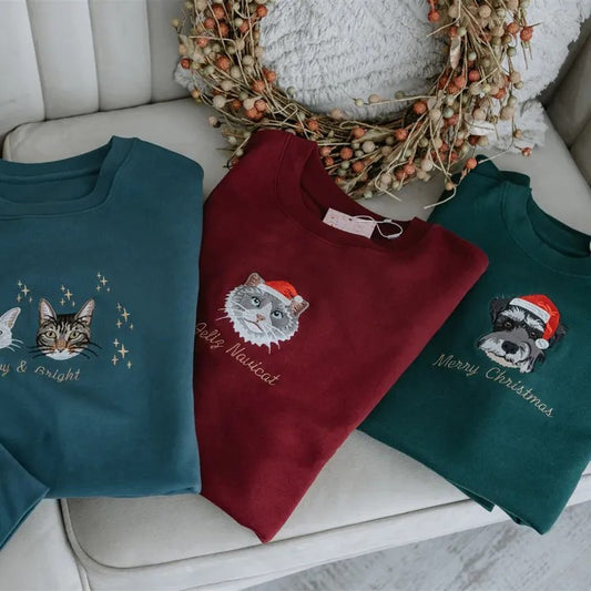 Custom Embroidered Sweatshirt/T-shirt/Hoodie With Pet Portrait