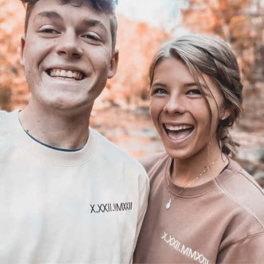 Custom Embroidered Couple Roman Numeral Sweatshirt/Hoodie For Important Dates Perfect Couple Gift Unique Couple Gift