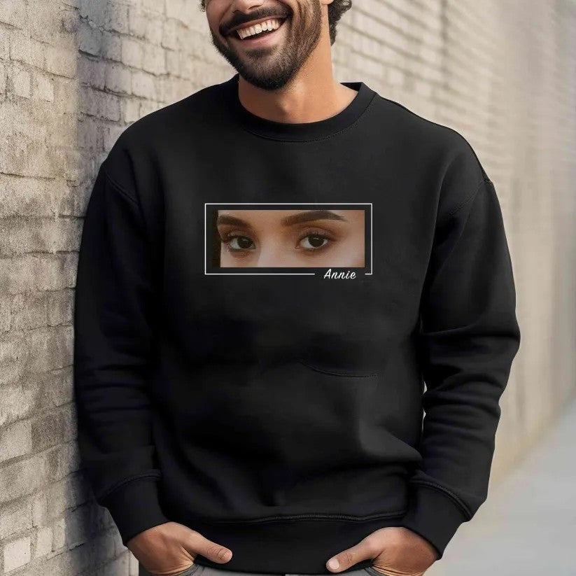Unique Custom Eyes T-shirt/Crewneck/Hoodie Photo Print Perfect Couple Gift