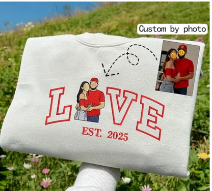 Custom Embroidered Couple Love Moments Crewneck/Hoodie